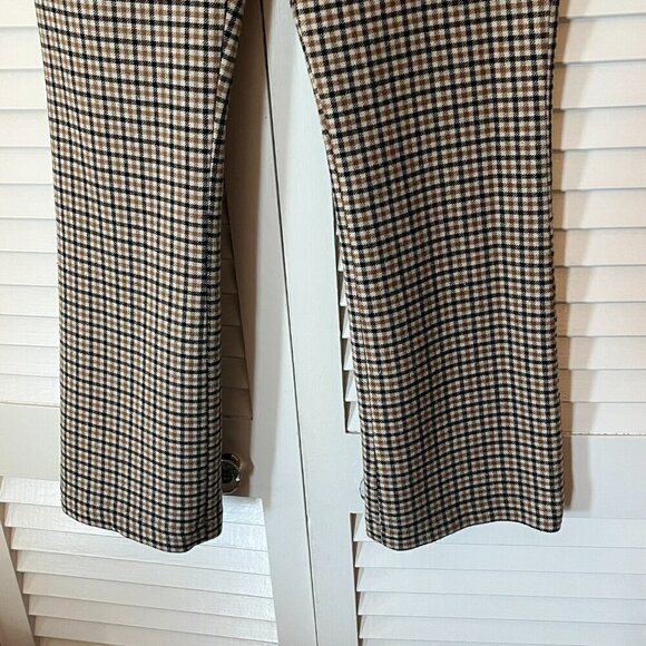 Cupcakes and Cashmere 'Camille' pull-on pants plaid elastic waist small tan navy - Picture 3 of 11